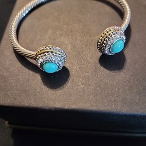 Silver amd turquoise adjustable bracelet